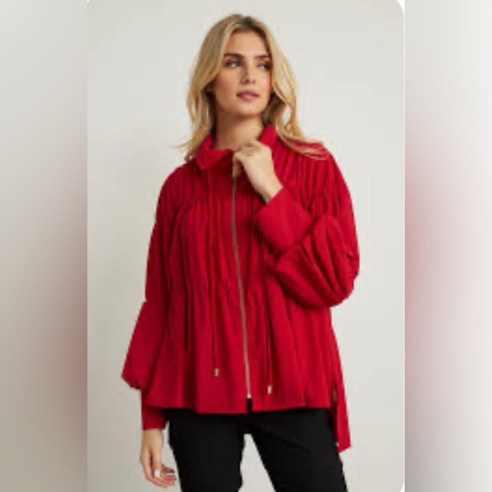 Nwot Joseph Ribkoff jacket lipstick red and gold accents